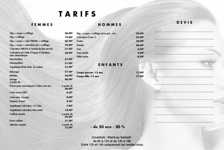 Benigni , coiffure - tarif