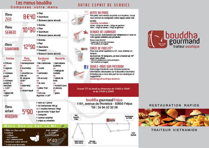 Bouddha Gourmand ,  restauration - plaquettes, tarifs, enseignes